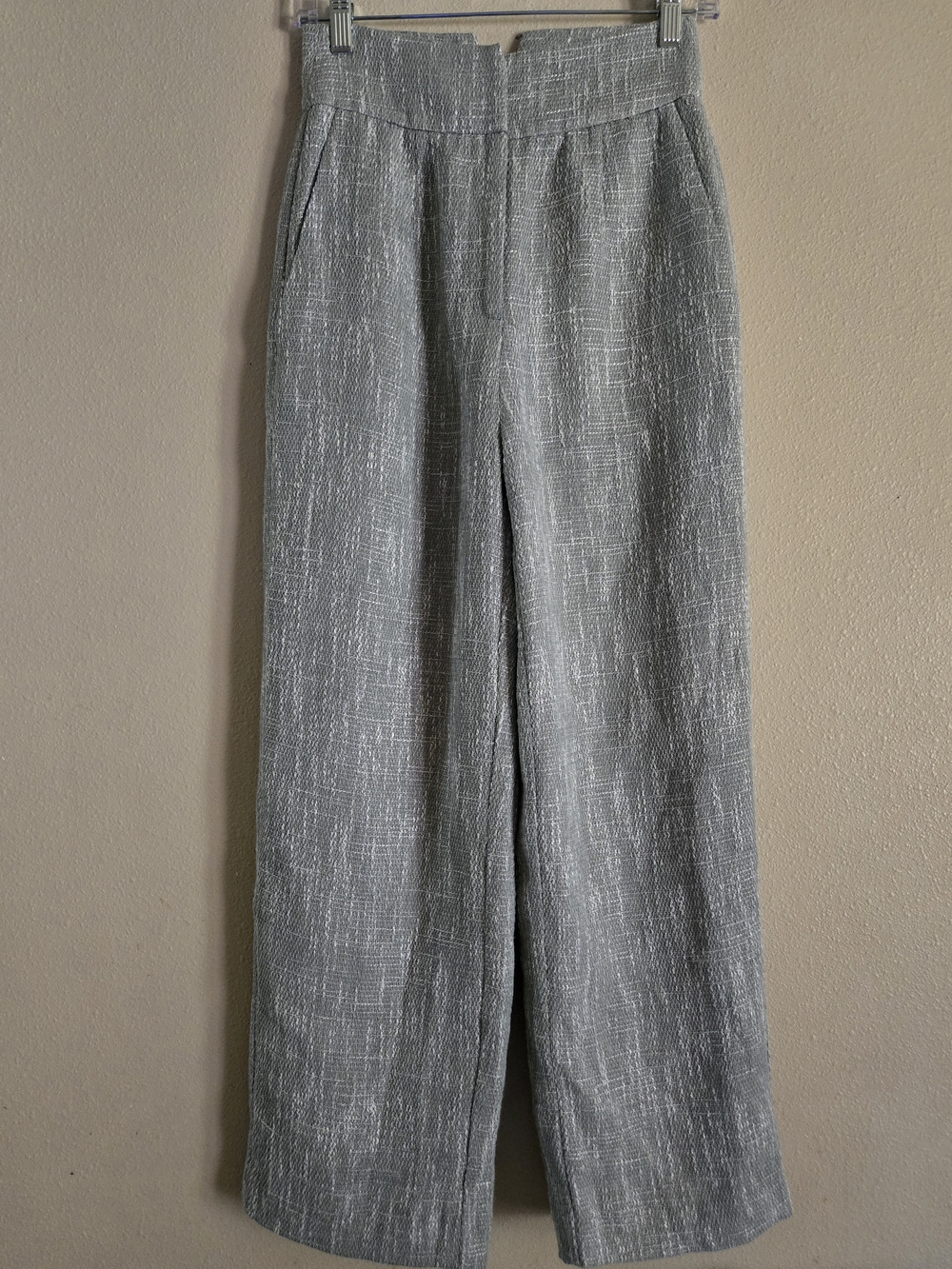 Sage Green Textured Wide-Leg Pants